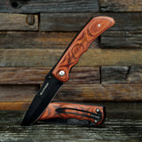 Rosewood and Black Steel Pocket Knife