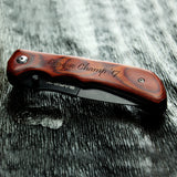 Rosewood and Black Steel Pocket Knife