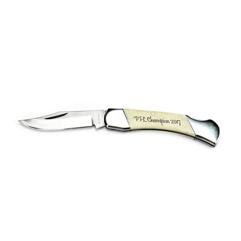 Long White Bone Pocket Knife